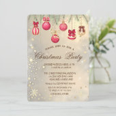 クリスマスボール、松の木の枝金ゴールドクリスマス 招待状 (スタンド正面)