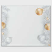 クリスマスボール、松の木の枝 ラッピングペーパー (フラット)