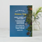 クリスマスボール、松の木、スノーフレークのクリスマス 招待状 (スタンド正面)