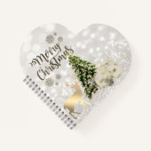 クリスマスボール、松の木、鹿、キラキラ輝く《写真》ぼけ味 ノートブック (正面)