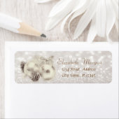 クリスマスボール、松ぼっくり、きらきらとしたボケ ラベル (インサイチュ)