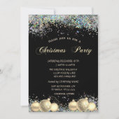 クリスマスボール、紙吹雪会社クリスマスパーティー 招待状 (正面)