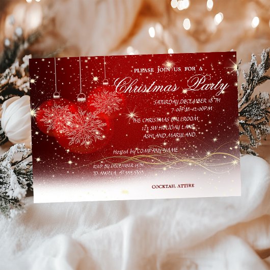 クリスマスボール、赤、会社のクリスマスパーティー 招待状