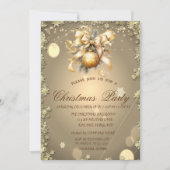 クリスマスボール、金ゴールドスタークリスマス会社パーティー 招待状 (正面)