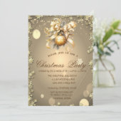 クリスマスボール、金ゴールドスタークリスマス会社パーティー 招待状 (スタンド正面)