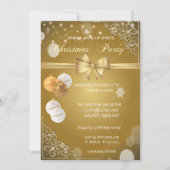 クリスマスボール、金ゴールドボウ、コーポレートクリスマスパーティー 招待状 (正面)