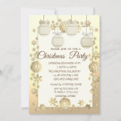 クリスマスボール、金ゴールド企業のクリスマスパーティー 招待状 (正面)