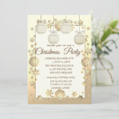 クリスマスボール、金ゴールド企業のクリスマスパーティー 招待状 (スタンド正面)