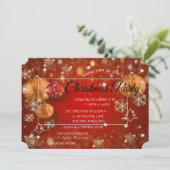 クリスマスボール、雪の結晶、赤い企業のパーティー 招待状 (スタンド正面)