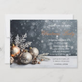 クリスマスボール 雪の結晶、雪の会社 クリスマス 招待状 (正面)
