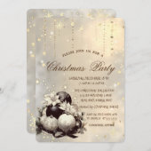 クリスマスボール、雪片ポインセチア・クリスマス 招待状 (正面/裏面)