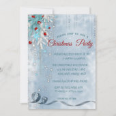 クリスマスボール、雪片、星、企業パーティー 招待状 (正面)