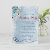 クリスマスボール、雪片、星、企業パーティー 招待状 (スタンド正面)