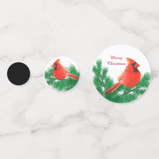 クリスマスボール、鳥、黒と赤の松のコーン コンフェッティ (裏面)