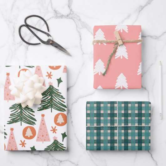 クリスマスボ素朴ーホパターンギフトラップ ラッピングペーパーシート (正面)