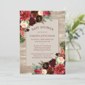 クリスマスボ素朴ーホブルゴーニュ金ゴールドベビーシャワー 招待状 (スタンド正面)