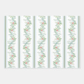 クリスマスボ葉タンズとベリーの水色 ラッピングペーパーシート (正面3)