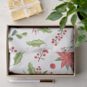 クリスマスポインセチアとベリーのフェスティバルパターン 薄葉紙 (ギフト)