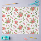 クリスマスポインセチアとベリーのフェスティバルパターン 薄葉紙 (クラフト)