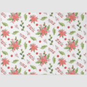 クリスマスポインセチアとベリーのフェスティバルパターン 薄葉紙 (正面)