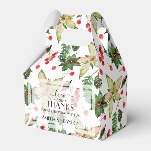 クリスマスポインセチアとベリー フェイバーボックス (正面サイド)