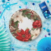 クリスマスポインセチアとホリー ペーパープレート (パーティー)