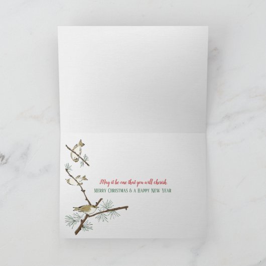 クリスマスポインセチアと松の木 シーズンカード (内部)