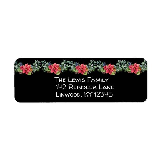 クリスマスポインセチアのガーランドオンブラック ラベル (正面)