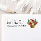 クリスマスポインセチアのパーソナライズ差出人住所 ラベル (インサイチュ)