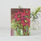 クリスマスポインセチアのフラワーグリーティング シーズンカード (スタンド正面)
