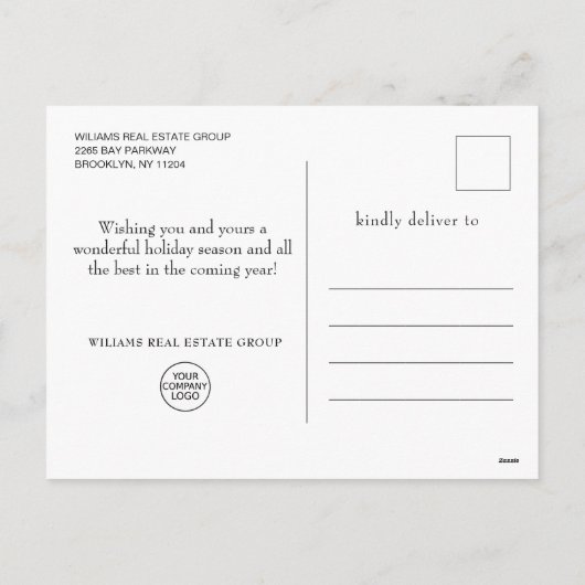 クリスマスポインセチアのミストレ企業のート シーズンポストカード (裏面)