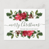 クリスマスポインセチアのミストレ企業のート シーズンポストカード (正面)