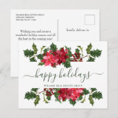 クリスマスポインセチアのミストレ企業のート シーズンポストカード (正面/裏面)