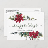 クリスマスポインセチアのミストレ企業のート シーズンポストカード (正面/裏面)