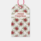 クリスマスポインセチアの華やかな赤い花 ギフトタグ (正面)