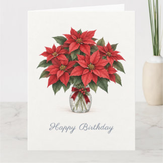 クリスマスポインセチアの誕生日 カード