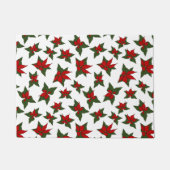クリスマスポインセチアの赤い花柄 ドアマット (正面)