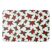クリスマスポインセチアの赤い花柄 バスマット (正面)