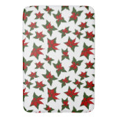 クリスマスポインセチアの赤い花柄 バスマット (正面縦)