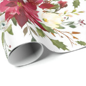 クリスマスポインセチアエレガントレッドホリデーフローラ ラッピングペーパー (ロールコーナー)
