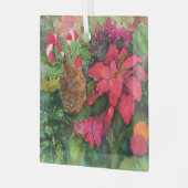 クリスマスポインセチアオリジナルウォーター絵を描カラー ガラスオーナメント (正面左)