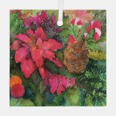 クリスマスポインセチアオリジナルウォーター絵を描カラー ガラスオーナメント (裏面)