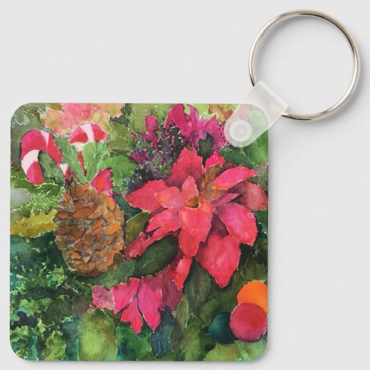 クリスマスポインセチアオリジナルウォーター絵を描カラー キーホルダー (裏面)