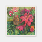 クリスマスポインセチアオリジナルウォーター絵を描カラー スタンダードカクテルナプキン (正面)