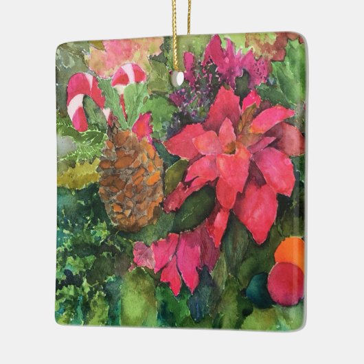 クリスマスポインセチアオリジナルウォーター絵を描カラー セラミックオーナメント (左)