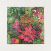 クリスマスポインセチアオリジナルウォーター絵を描カラー タペストリー (正面(横))