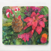クリスマスポインセチアオリジナルウォーター絵を描カラー マウスパッド (正面)