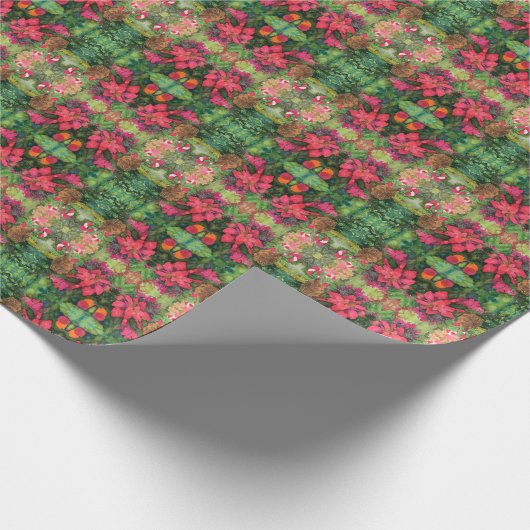 クリスマスポインセチアオリジナルウォーター絵を描カラー ラッピングペーパー (角)