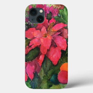 クリスマスポインセチアオリジナルウォーター絵を描カラー iPhone 13ケース