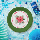 クリスマスポインセチアカスタムブーケ文字 ペーパープレート (パーティー)